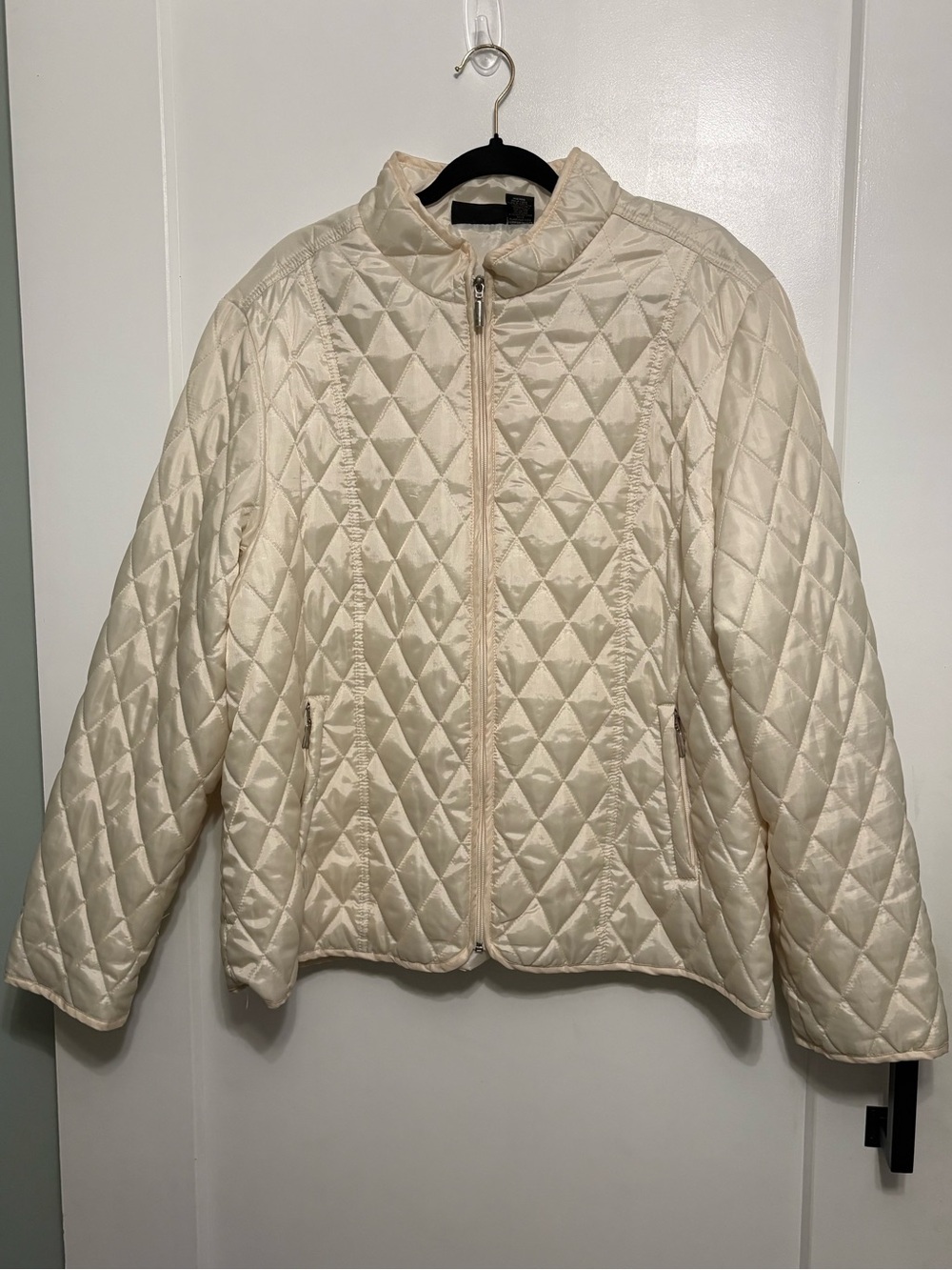 Jane Ashley Cream Quilted Puffer Jacket Plus Size 2X